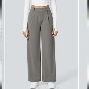 NEW pocket high waist wide straight leg grey work pants XS Petite